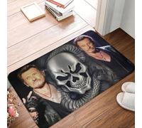 OOAXBEED Tapetes de Entrada Personalizados con Calavera de Johnny Hallyday para el Suelo de la Puerta, para Interiores, de Metal Pesado, para baño, Cocina, Garaje