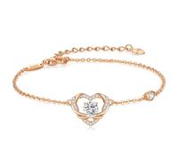 OOBEE Pulsera de moissanita para mujer, diseño de corazón torcido, plata de ley 925, hipoalergénica y brillante, regalo de joyería ajustable para mujeres y madres