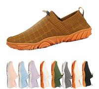 Oobend Slip On Barefoot Shoe Women Men, Comfortable Lightweight Breathable Minimalist Water Shoes for Beach Outdoor Running Walking Non-Slip Quick-Dry Sneakers (Brown,37)