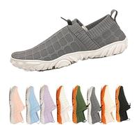 Oobend Slip On Barefoot Shoe Women Men, Comfortable Lightweight Breathable Minimalist Water Shoes for Beach Outdoor Running Walking Non-Slip Quick-Dry Sneakers (Grey,47)