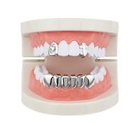 OOCC 2 solo corazón Cruz forma superior Grillz dientes y 6 parte inferior conjunto Grillz Hip Hop Grillz vampiro colmillos Grillz, Metal, N / A