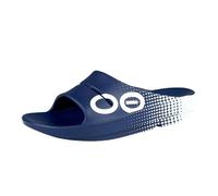 OOFOS Pantuflas deportivas Ooahh unisex para adultos, Navy Matrix, 14 Women/12 Men