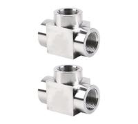 OOLA.DETAL 2 adaptadores de manguera de acero inoxidable de alta presión de 3 vías, conector de junta en T de acero inoxidable para