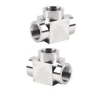 OOLA.DETAL 2 adaptadores de manguera de acero inoxidable de alta presión de 3 vías, conector de junta en T de acero inoxidable para