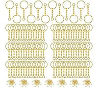 OOLA.DETAL Juego de 360 piezas divididas para anillos de salto abiertos con cadena, accesorios de conexión de aleación plateada dorada