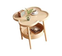 OOLA.DETAL Mesita de noche ligera con almacenamiento de varios niveles, moderna mesita de noche en tono crema, fácil de mover para espacios pequeños