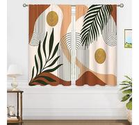 oolygoo Cortinas de Ventana Abstractas Boho de Mediados de Siglo con Bolsillo para Barra, Cortinas Modernas de Hojas Marrones, Cortinas Geométricas para Dormitorio Sala de Estar Tratamiento 2 Paneles