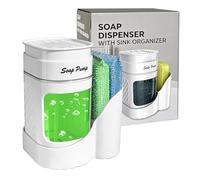 OoNeM | Dispensador Jabon Cocina + 2 Estropajos Antirayaduras | Jabonera Cocina con Uso de Una Mano | Ahorro de Jabón | 450 ml | Dosificador Jabon Cocina