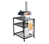 Ooni Mesa modular mediana para exteriores, 31 x 22 x 35 pulgadas, soporte para horno de pizza de acero inoxidable, carrito de barbacoa, estación de pizza al aire libre