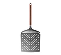 ooni Pala de pizza perforada de 12 pulgadas - Pala de pizza de metal de aluminio anodizado de 12 pulgadas con mango largo de madera de nogal, espátula de pizza, accesorios para horno de pizza