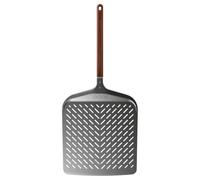 ooni Pala de pizza perforada de 14 pulgadas - Pala de pizza de metal de aluminio anodizado de 14 pulgadas con mango largo de madera de nogal, espátula de pizza, accesorios para horno de pizza