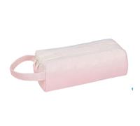 OonMan Estuche para lápices de tela Oxford de doble capa, gran capacidad, portátil, con doble cremallera, bolsa de papelería, color verde 2, rosa 2, A