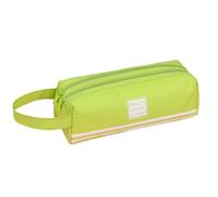 OonMan Estuche para lápices de tela Oxford de doble capa, gran capacidad, portátil, con doble cremallera, bolsa de papelería, color verde 2, verde 4, A