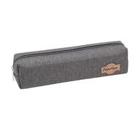 OonMan Estuche para lápices de tela Oxford de doble capa, gran capacidad, portátil, con doble cremallera, bolsa de papelería, gris, A