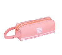OonMan Estuche para lápices de tela Oxford de doble capa, gran capacidad, portátil, con doble cremallera, bolsa de papelería, color verde 2, rosa 4, A