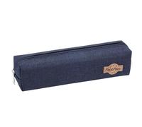 OonMan Estuche para lápices de tela Oxford de doble capa, gran capacidad, portátil, con doble cremallera, bolsa de papelería, azul oscuro, A