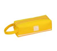 OonMan Estuche para lápices de tela Oxford de doble capa, gran capacidad, portátil, con doble cremallera, bolsa de papelería, color verde 2, Amarillo, A