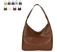 Ooomay Bag, The Maya Bag, Ooomay Maya Tote Shoulder Bags for Women, Solid color Leather Casual Trendy Soft Bags Room (Brown)