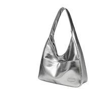 Ooomay Bag, The Maya Bag, Ooomay Maya Tote Shoulder Bags for Women, Solid color Leather Casual Trendy Soft Bags Room (Bright Silver)