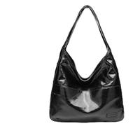 Ooomay Bag, The Maya Bag, Ooomay Maya Tote Shoulder Bags for Women, Solid color Leather Casual Trendy Soft Bags Room (Bright Black)