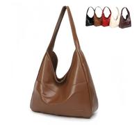 Ooomay-Tote Bag, Leather Tote Bags with Large, Leather Waterproof Work Soft Tote Bag for Women, for Everything Not Look Bulky (Brown)