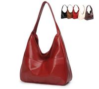 Ooomay-Tote Bag, Leather Tote Bags with Large, Leather Waterproof Work Soft Tote Bag for Women, for Everything Not Look Bulky (Red)