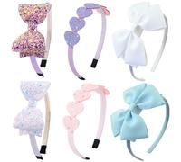 Ooosonlu Diadema con lazo para niñas pequeñas, diadema con purpurina para niñas, accesorios para el cabello, diademas brillantes para niños