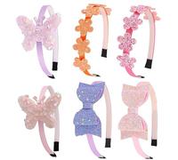 Ooosonlu Diadema con lazo para niñas pequeñas, diadema con purpurina para niñas, accesorios para el cabello, diademas brillantes para niños