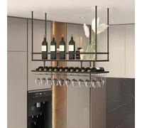 OOPDNEGAK Botellero Maciza Hierro - Soporte Exhibición Botellero Techo, Estantes Colgante Ajustable, Estantes Almacenamiento Montado Pared, Estante Flotante Techo/soporte Plantas(80 * 30 * 80cm)