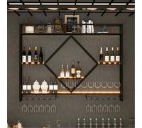 OOPDNEGAK Estante Industrial Copas Vino Montado Pared: Estante Copas Vino Colgante Ajustable, Estante Moderno Vinos Metal Iluminación LED, Estante Flotante Techo/Estante Plantas(B)