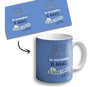 OOPS Taza Con Frases Motivacionales Que Todo Lo Bueno Te Siga, Te Encuentre y Abraza - 350 ml - Azul