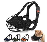 OOPSDOGGY Pitbull - Bozal reflectante de metal para perro, bozal de cesta de alambre seguro para perros de gran tamaño, bozal suave para evitar mordeduras y masticar con correas de nailon ajustables
