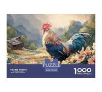 Ooster with Vibrant Feathers 1000 Pcs Ökopapier Puzzle Country Rooster Lebendige Bilder Kreatives Spiel Puzzles Für Erwachsene Und Kinder 70x50cm/1000pcs