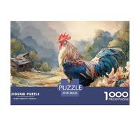 Ooster with Vibrant Feathers 1000 Pcs Premium-Karton Puzzle Country Rooster Stressabbau Kreatives Spiel Puzzles Als Wohnaccessoires 38x26cm/1000pcs