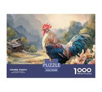 Ooster with Vibrant Feathers 1000 Stück Ökopapier Puzzle Country Rooster Lebendige Bilder Familienspiel Puzzles Als Geburtstagsgeschenke 52x38cm/1000pcs