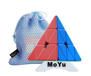 Oostifun Moyu MoFang JiaoShi Meilong Pyraminx M V2 3x3x3 Pyraminx M V2 Multi Color Pyraminx Cube Pyramid Triangle Four-Axis Tetrahedron Cube with One Cube Tripod and One Cube Bag(Multicolor)
