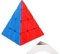 Oostifun Shengshou Pyraminx 4 Pirámide Triángulo Cuartos ejes Tetrahedrn Puzzle 4x4 Smooth Turning Cube Juguetes con un trípode de cubo (multicolor)