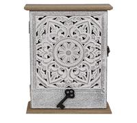 OOTB - Caja para Llaves de Madera con Puerta, decoración de Flores Blancas, 20 x 26,5 cm