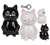 OOTB Keramik-Spardosis mit Schloss # 78/4147 Katze, Aprox. 16 cm, Schwarz