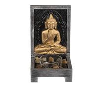 OOTB Portavelas de Madera, Buda, con Piedras Decorativas, 15 x 9 cm