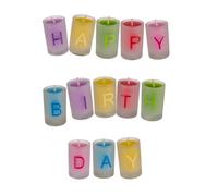 OOTB Juego Velas de Colores en Vaso, Happy Birthday, Multicolor, Aprox. 3 x 5 cm Cada Vela, 530