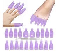 OOTDAY Juego de 20 clips quitaesmalte de uñas, doble deslizador de metal para esmalte de uñas y uñas de los pies, pinzas para remojar, color morado