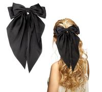 OOTDAY Lazos para el pelo, lazo de cola larga de gran tamaño, diademas, accesorios para el cabello lindos para las mujeres regalos de cumpleaños (negro)