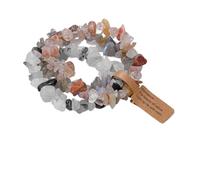 OOTMAO Juego de 3 pulseras de piedras preciosas de cristal natural de 5 a 8 mm, amatistas irregulares, cuentas de aguamarina, pulseras elásticas para mujeres y hombres, talla única, 19 cm. Tipo 17