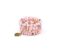 OOTMAO Juego de 4 pulseras de cadena de cuentas de cristal bohemio para mujer, estilo vintage, con dije de corazón, pulseras elásticas para mujer, joyería de fiesta, talla única, Ágata