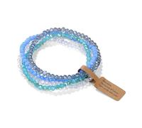 OOTMAO Juego de 4 pulseras elásticas de cuentas de cristal brillantes facetadas de estilo bohemio con cuentas de cristal colorido para mujer, talla única, 19 cm, n.º 9 con etiqueta, Ágata