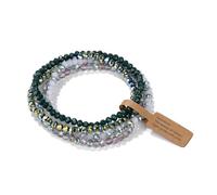 OOTMAO Juego de 4 pulseras elásticas de cuentas de cristal brillantes facetadas de estilo bohemio con cuentas de cristal colorido para mujer, talla única, 19 cm, n.º 11 con etiqueta, Ágata