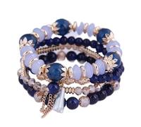 OOTMAO Pulseira Feminina - Pulsera elástica con cuentas de cristal verde multicolor para mujeres y niñas, talla única, Ágata