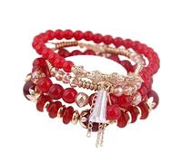 OOTMAO Pulseira Feminina - Pulsera elástica con cuentas de cristal verde multicolor para mujeres y niñas, talla única, Ágata