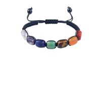 OOTMAO Pulsera de cuentas cuadradas de cristal con tratamiento de 7 chakras, pulsera ajustable para meditación, relajación, ansiedad, para mujer, talla única, Ágata